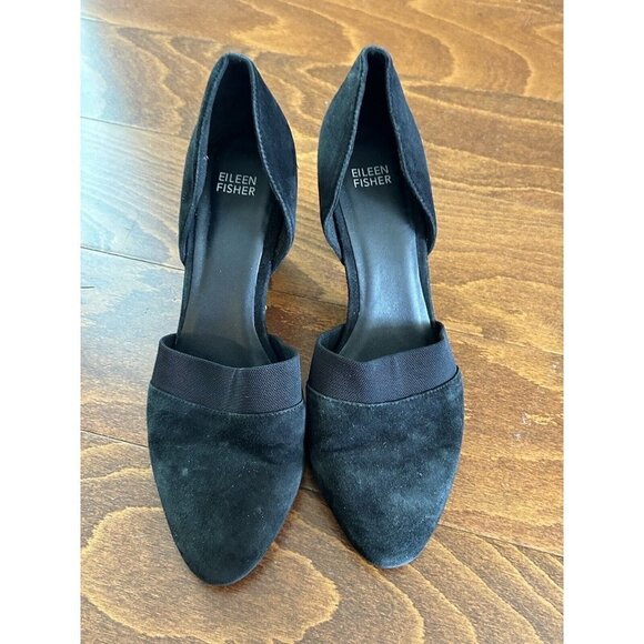 Eileen Fisher Womens Black Leather Closed Toe Shoes Size 10 Heels - Picture 2 of 6